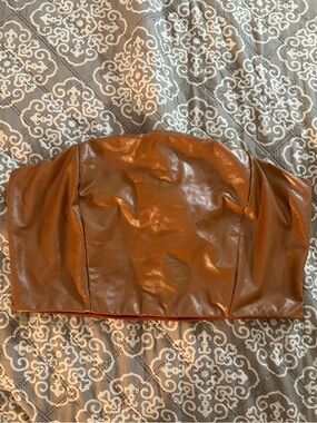 Faux Leather Strapless Top
